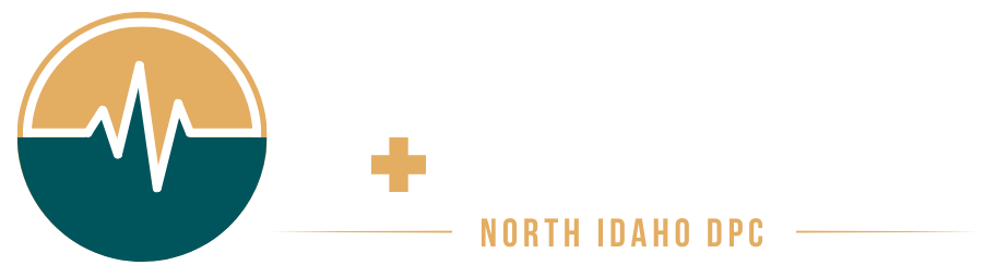 med spa hayden idaho logo for family medicine + wellness north idaho dpc, heart monitor line in a circle, text to the right. at north idaho med spa in hayden