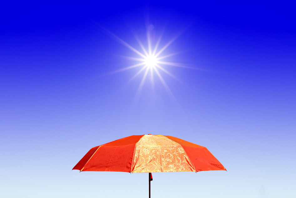 Stay Safe Out in the Sun Photodune 1053619 Red Umbrella Under Bright Sun S